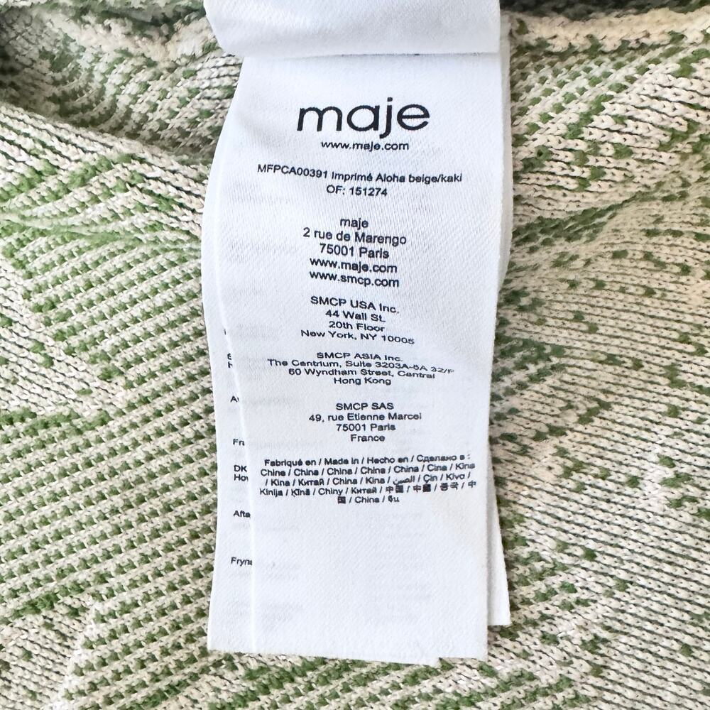 New Maje Imprime Aloha Beige Green Palm Tree Jacket Macrame Belted Sz 1 / US S - Picture 13 of 16